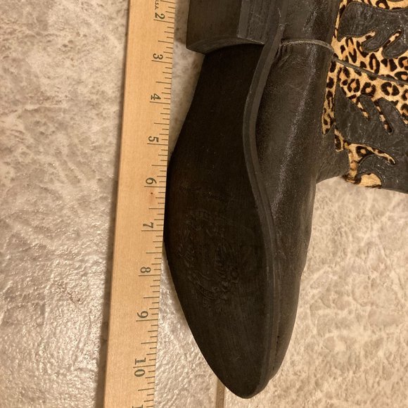 Women's black with leopard trim cowboy boots size 7 - Picture 8 of 10